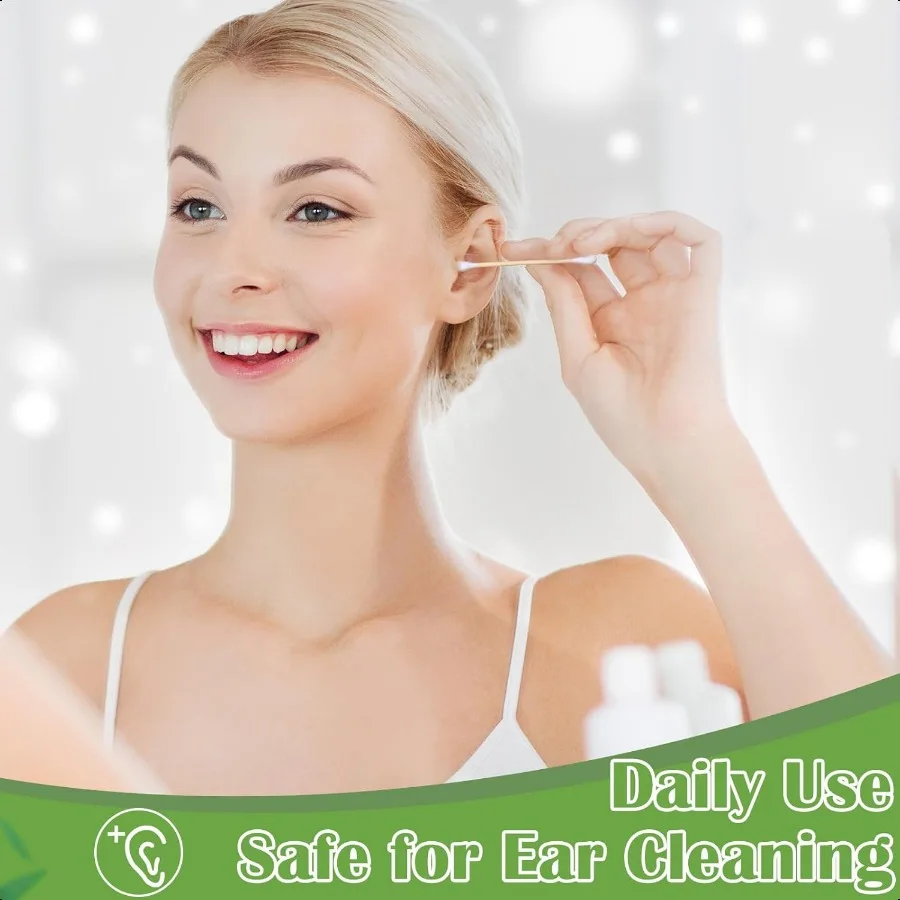 5000 Count Bamboo Cotton Swabs Double Buds Organic Cotton Swabs with Tips for Ears Sterile Tipped Applicator Makeup Swab Daily