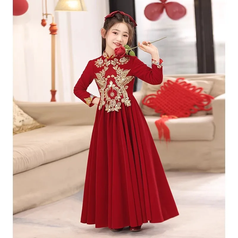 

Chinese-style Children's Formal Dress2025Summer New Style Girls' National Style Fashion Trend Host Festival Performance Costume