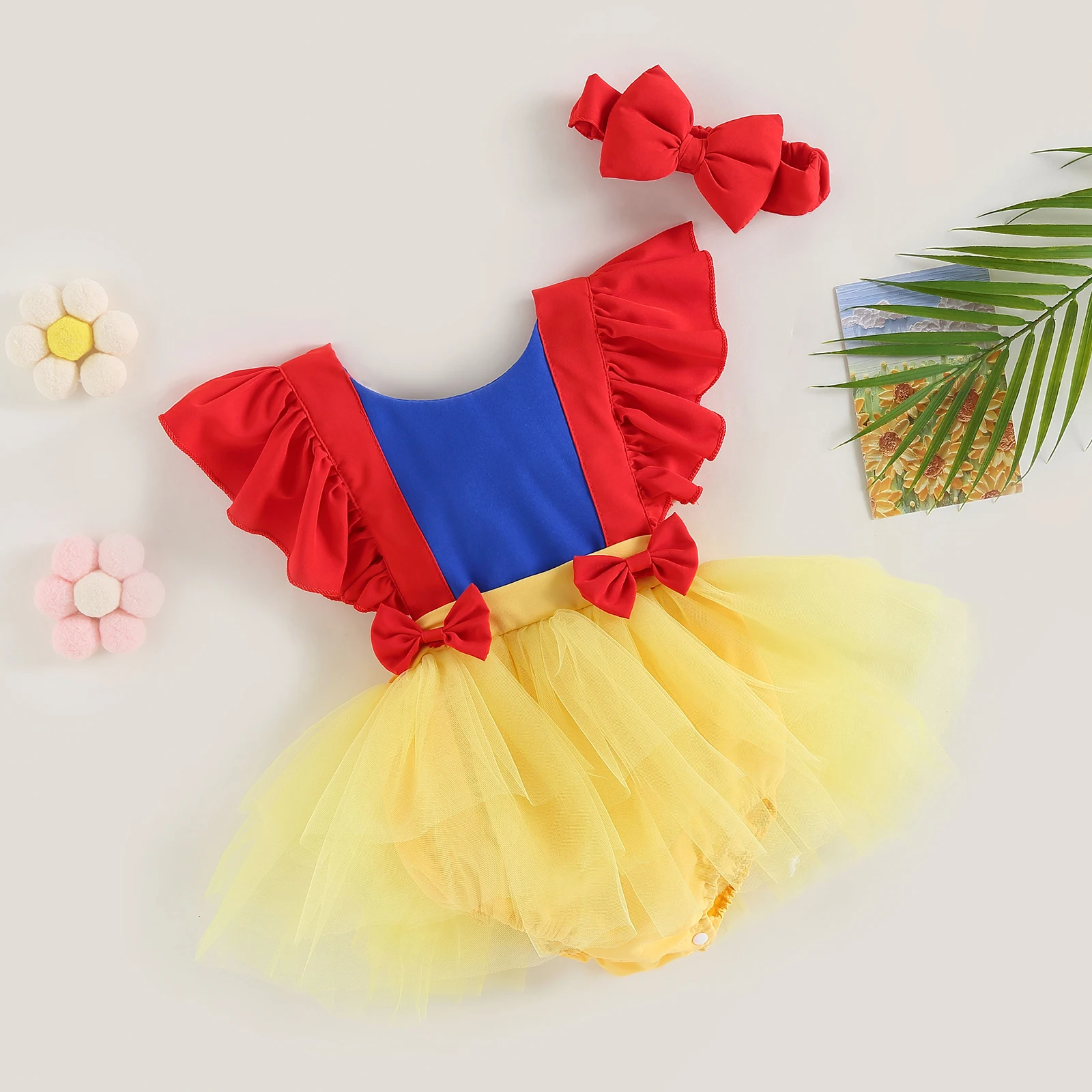 pudcoco Infant Newborn Baby Girl Romper, Summer Ruffle Sleeveless Dress Casual Party Tops + Headband Outfit 0-24M