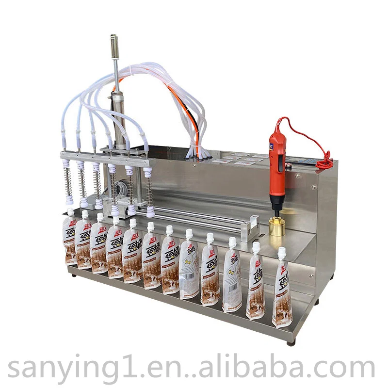Semi-Auto Plastic Stand-up Pouch Filler Juice Soybean Milk Bottling Line Machine Liquid Filling Machine