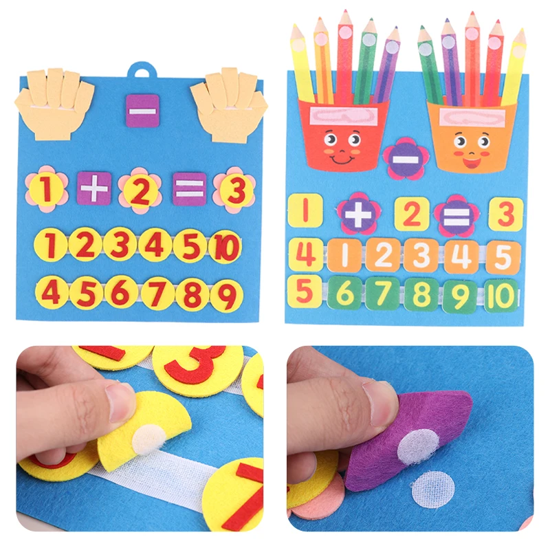 Telspeelgoed voor peuters, viltbordvingerwiskunde, leer berekening Montessori-activiteit voor de kleuterschool