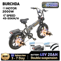 BURCHDA NEW R7 Dual motors 2000W 50KM/H Foldable Electric Bicycle 48V20AH Lithium Battery 20 Inch 4.0 Fatbike Electric Bike