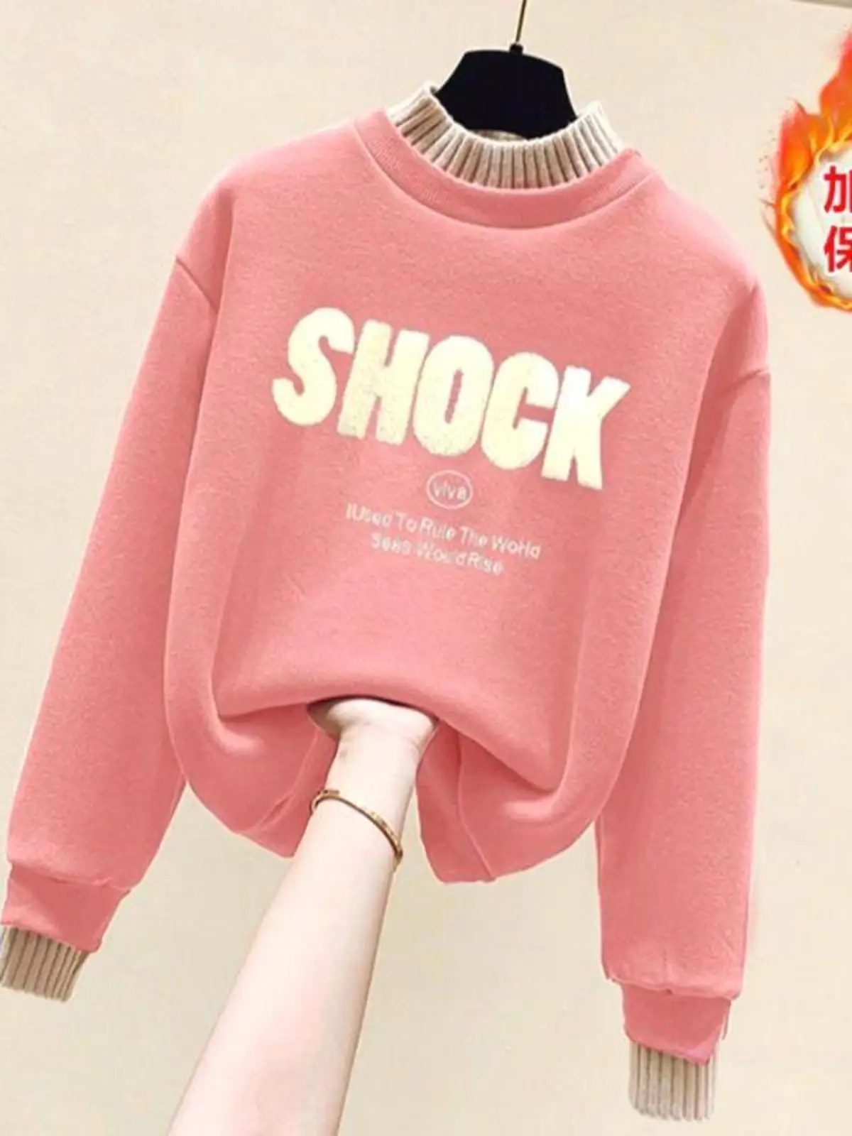 women's-faux-two-piece-hoodie-thiened-fce-loose-f-high-collar-autumn-winter-new-sle-korean-splicing-ear-cover-top