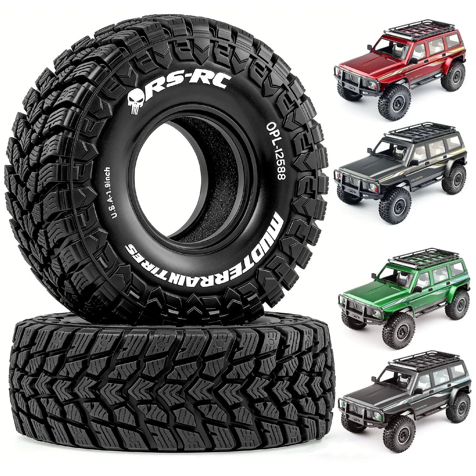 

4PCS 120 MM 1.9" Rubber Tyres Wheel Tires for 1:10 RC Crawler Car 1/10 FMS LC80 4107 Axial SCX10 90046 AXI03007 TRX4 Redcat Gen8