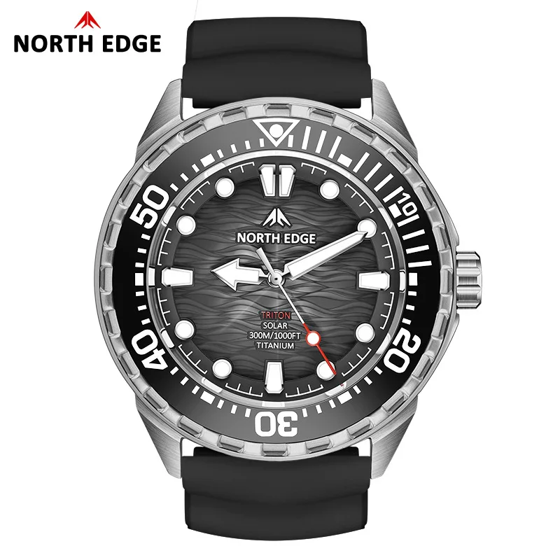 NORTH EDGE TRITON-TI High-End Aviation Titanium Alloy Watch Diving Solar Waterproof 300 Meters Luminous Chronograph Business image 3