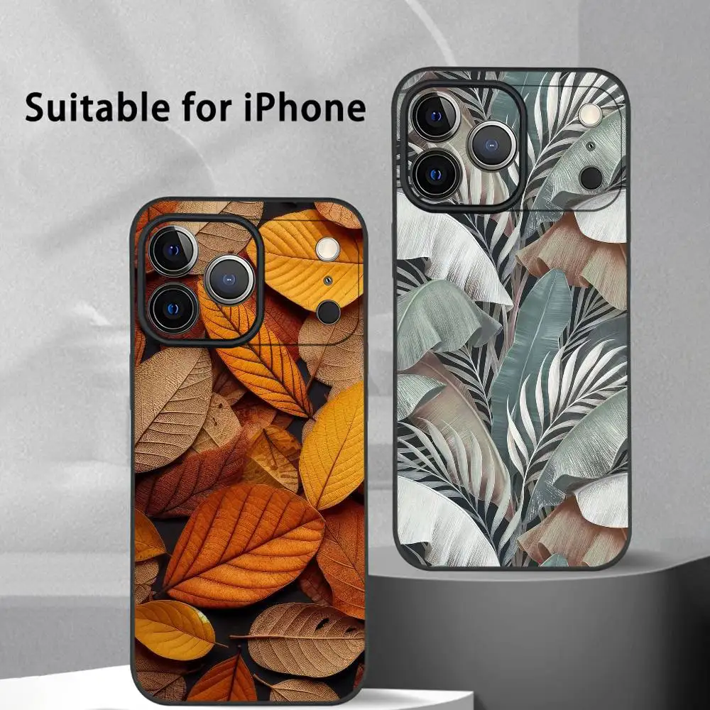 

Autumn leaves Phone Case For iPhone 17 16 15 14 13 12 11 Pro Max Plus Mini Black Frosted Soft Shell Funda