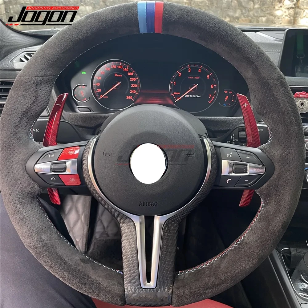 JOGON Dry Carbon Fiber Steering Wheel Trim  For BMW F80 F82 F83 F87 M3 M4 M5 M6 X3 X4 F15 F16 Steering Wheel Cover Decoration