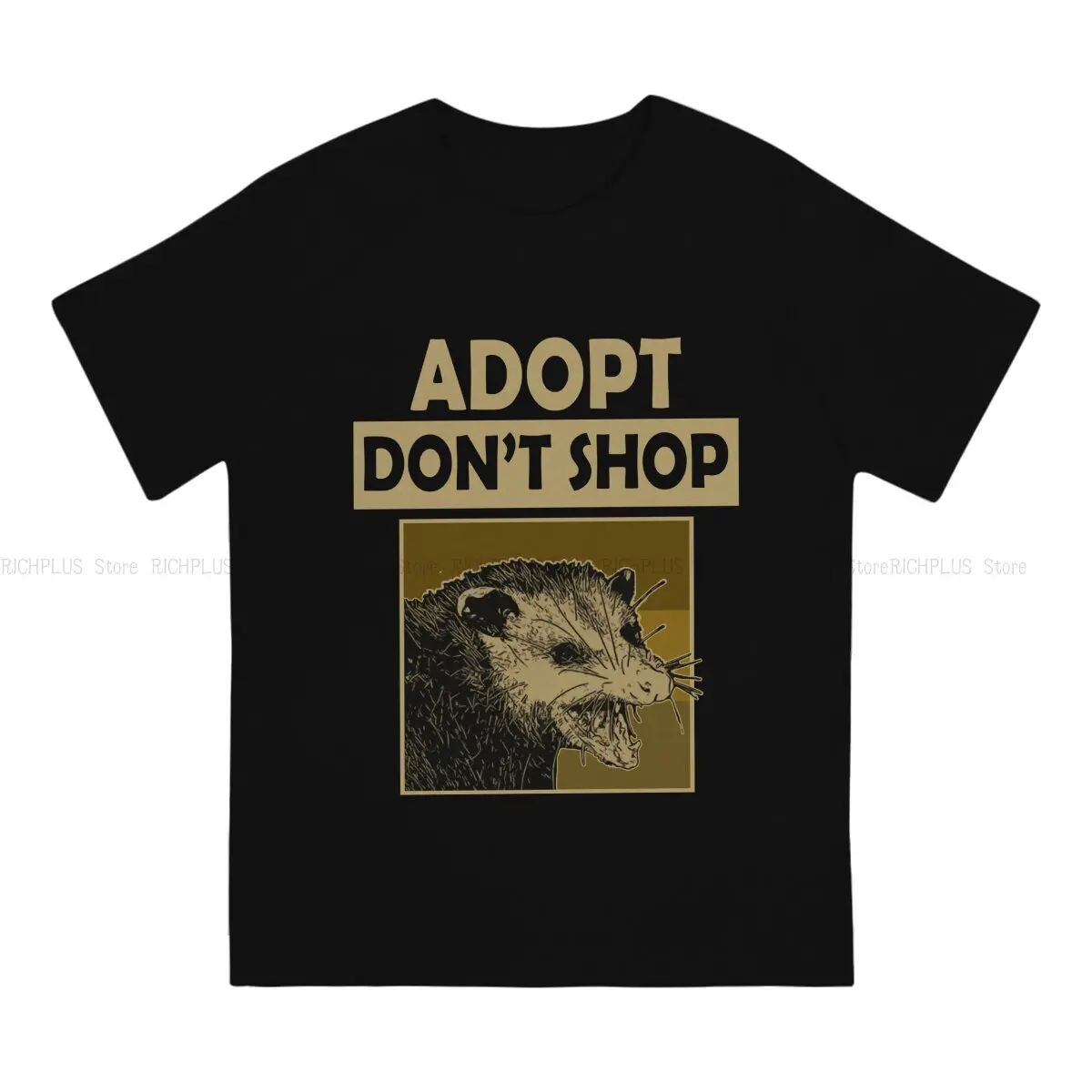 Adopt Don't Shop Screaming Opposum Men TShirt  O Neck Tops Polyester T Shirt Humor Gift Idea