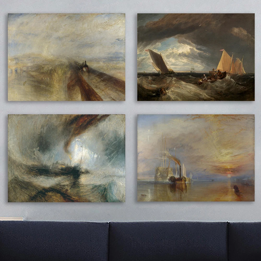 Impressionism Turner Rain, Steam and Speed Oil Painting Prints Northumberland Shipwreck Shore Art Canvas Painting Gallery Decor