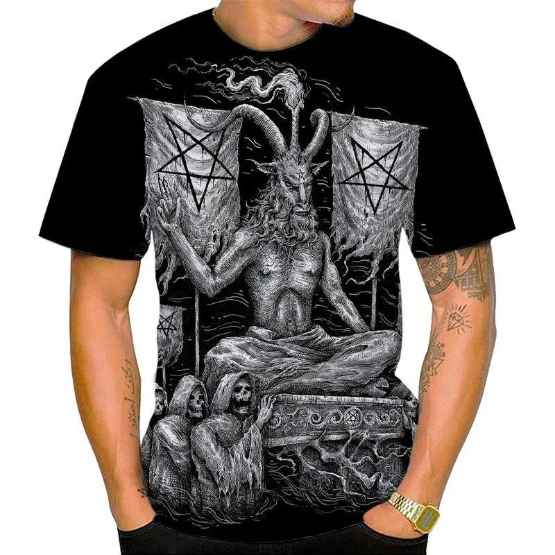 2024 New Devil Satan Print T-shirt 3D Summer Men Women Short sleeved Tee shirt Fashion Harajuku Hip Hop Casual Unisex Streetwear