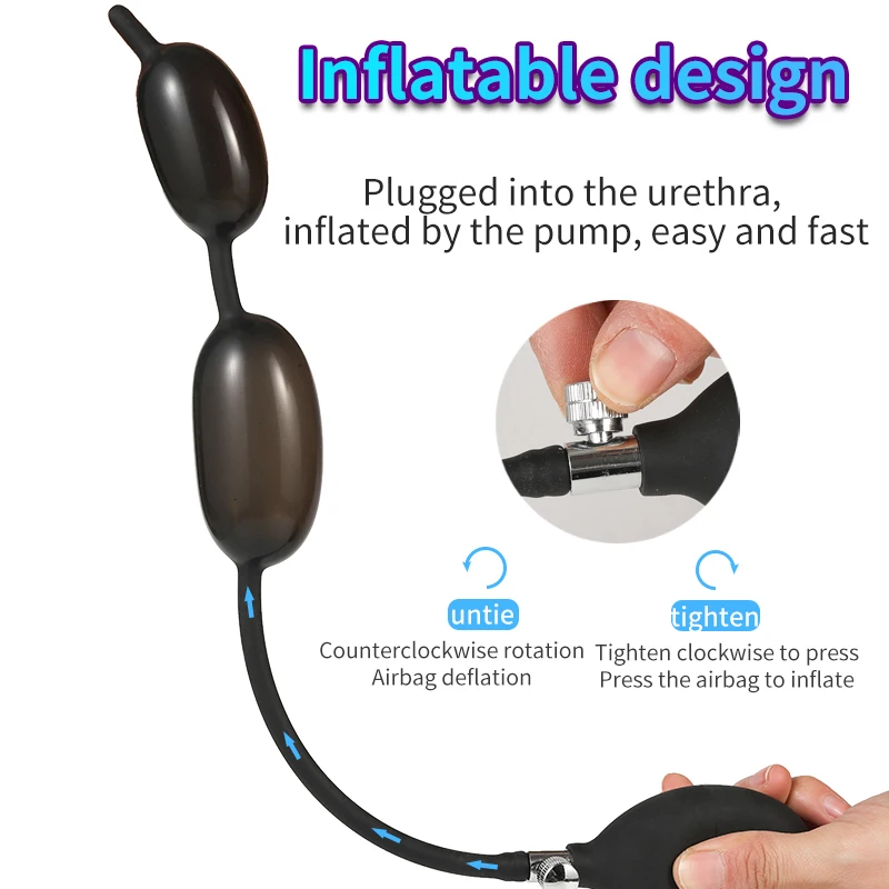 New Male Inflated Urethra Plug Penis Stimulator Catheter Play Silicone Urethral Sounding Rod Dick Dilation Sex Toy for Men Adult