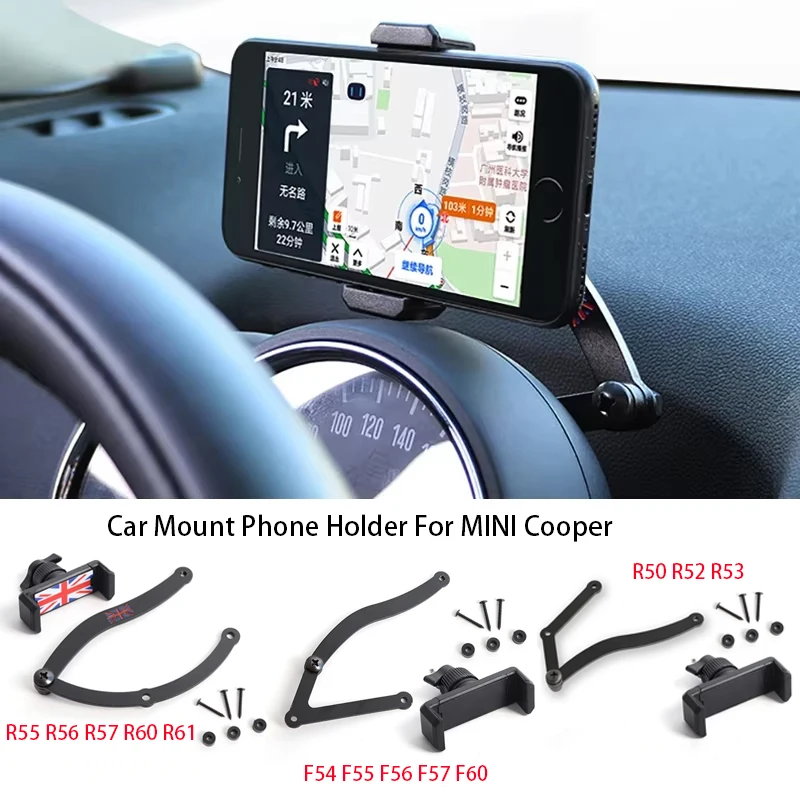 Auto-Handyhalterung für MINI Cooper R55 R52 R53 R50 R56 R57 R60 R61 F54 F55 F56 F57 F60 2008-2020 Mobile GPS-Halterung Clip