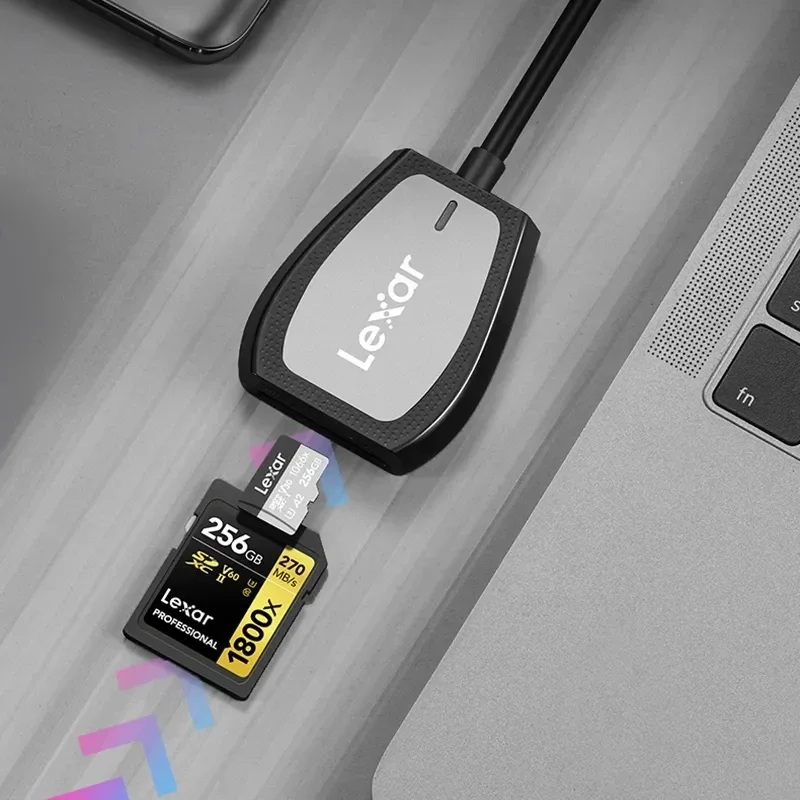 Lexar Card Reader USB 3.2 Type-C Dual-Slot Reader Supports SD and microSD UHS-II Cards Up To 312MB/s Speed Memory Card Reader