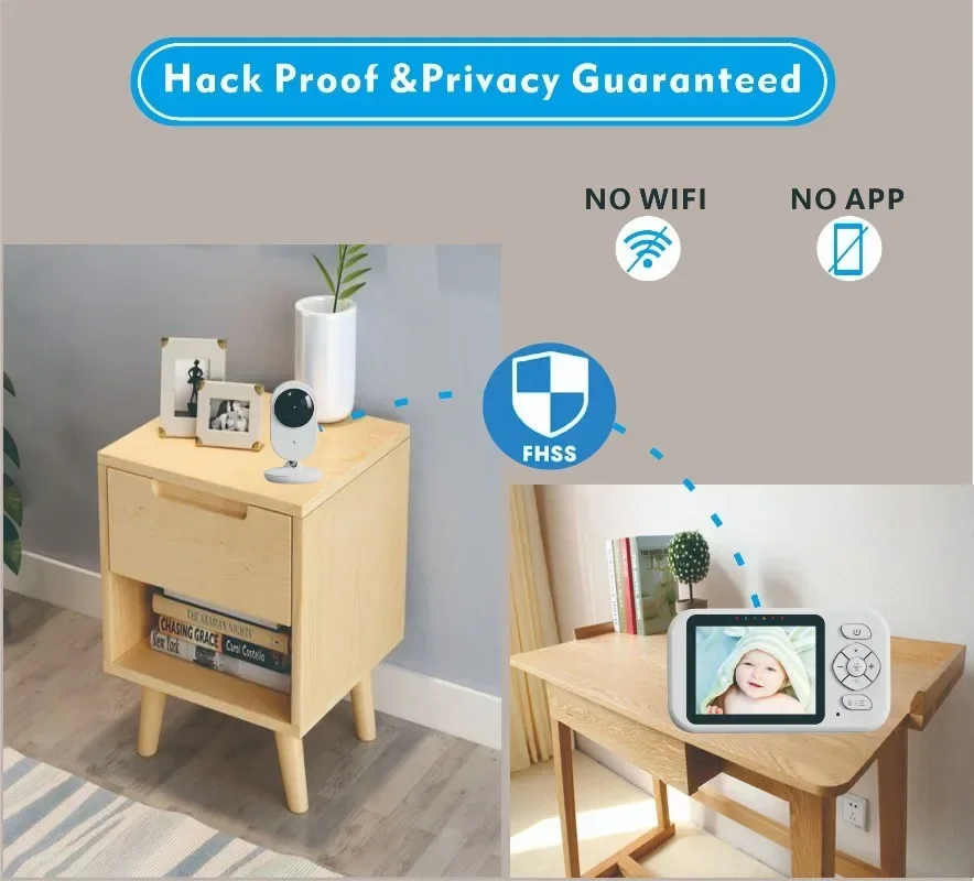 excellen110V-220V 2.8-Inch Multi-function Baby Monitor, Digital Video Super Long Standby Baby Monitor Family Intelligence System