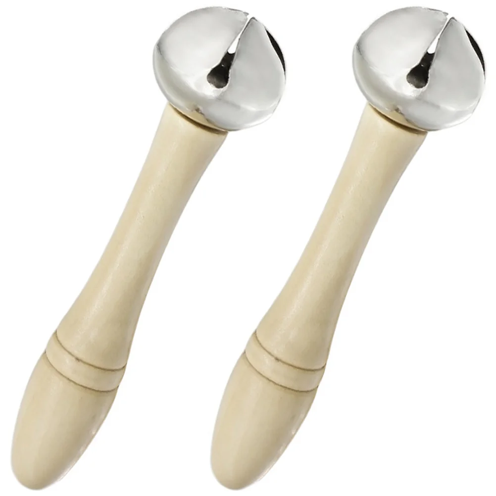 

2 Pcs Music Toys Hand Shake Bells Service for Desk Rattle The Percussion Musical Instruments Football Student