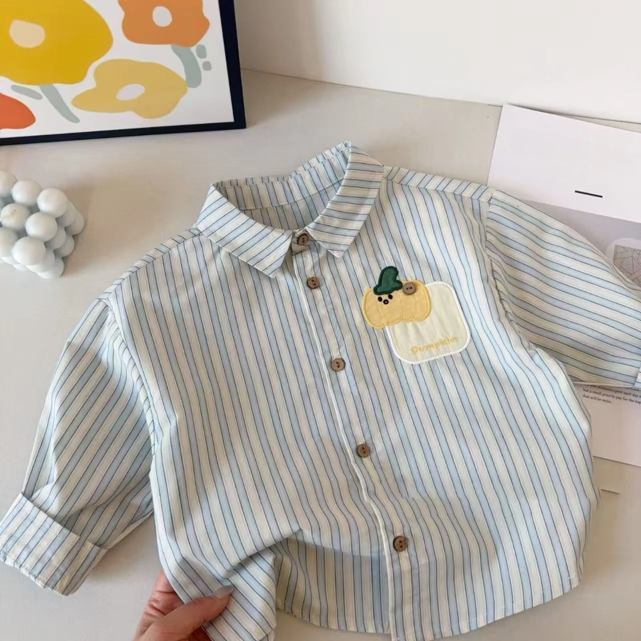 Baby Plaid Shirt Cotton Vertical Stripe Button Top Cute Toddler Kids Spring Summer Casual Blouse Children Clothing