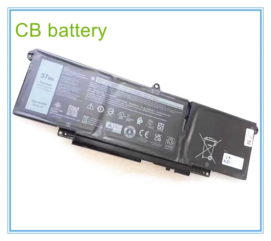 New 66DWX Laptop Battery For 0HYH8 0CTJJ6 3ICP6/65/78 Battery 4878mAh 11.4V 57Wh