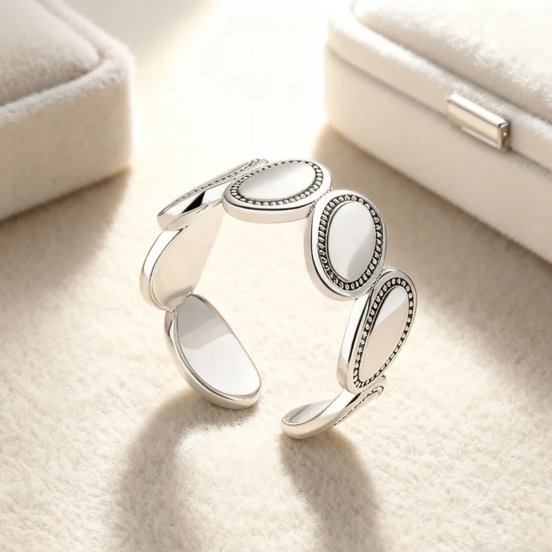 925 Sterling Silber Ellipse Splice Ringe für Damen, Luxusschmuck, elegante Accessoires, Großhandelsschmuck, verhindert Allergien – Detail 8