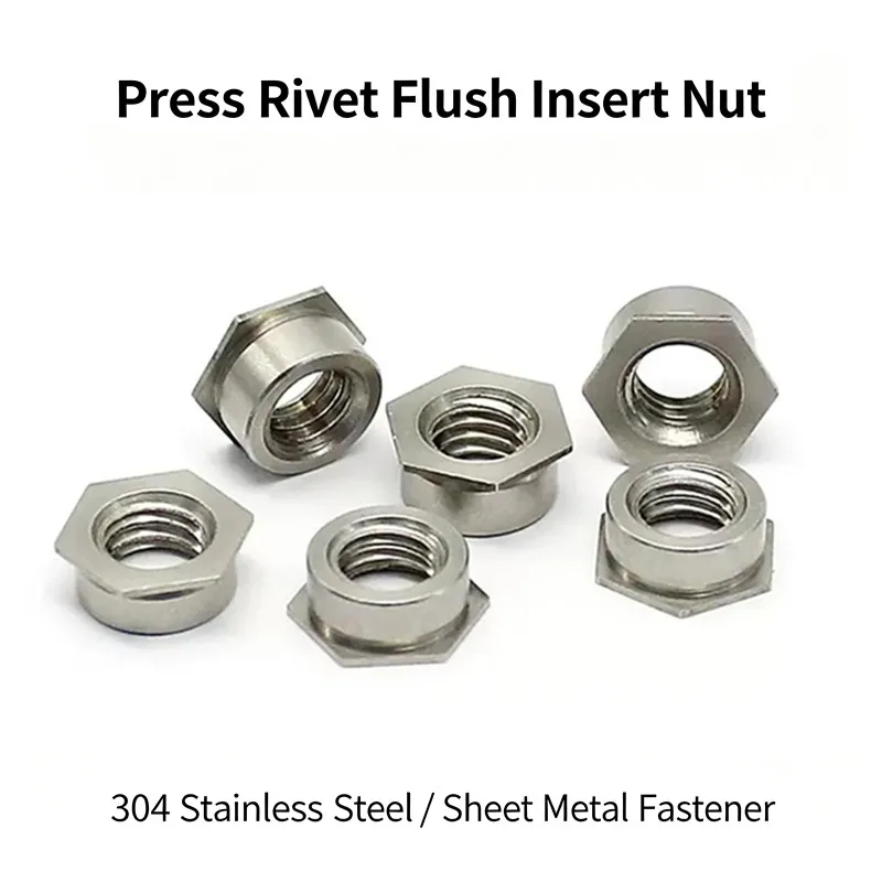 304 Stainless Steel Flush Insert Nut Press Rivet Nut Flush Nut Press Riveting Fastener Sheet Metal Hardware Accessories