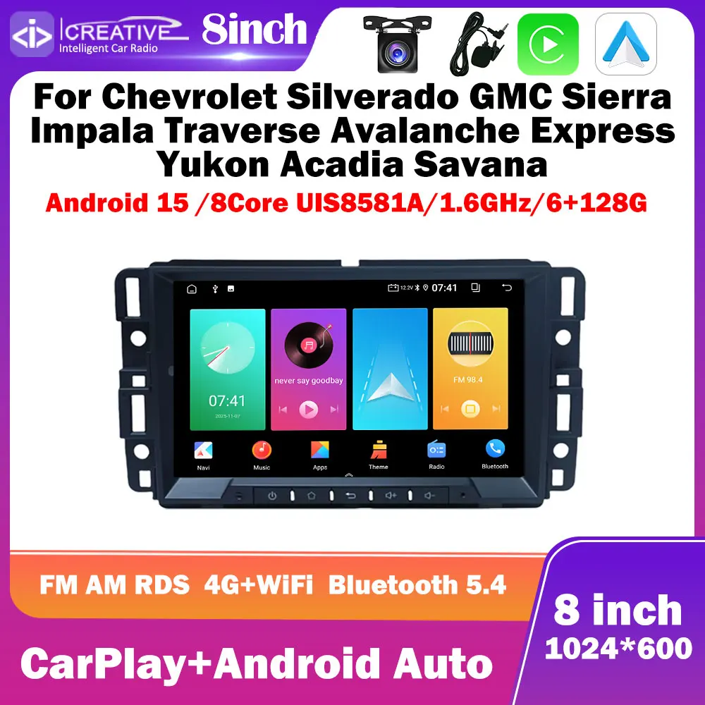 Android 15 Car Radio For Chevrolet Silverado GMC Sierra Impala Traverse Avalanche Express Yukon Acadia Savana 8