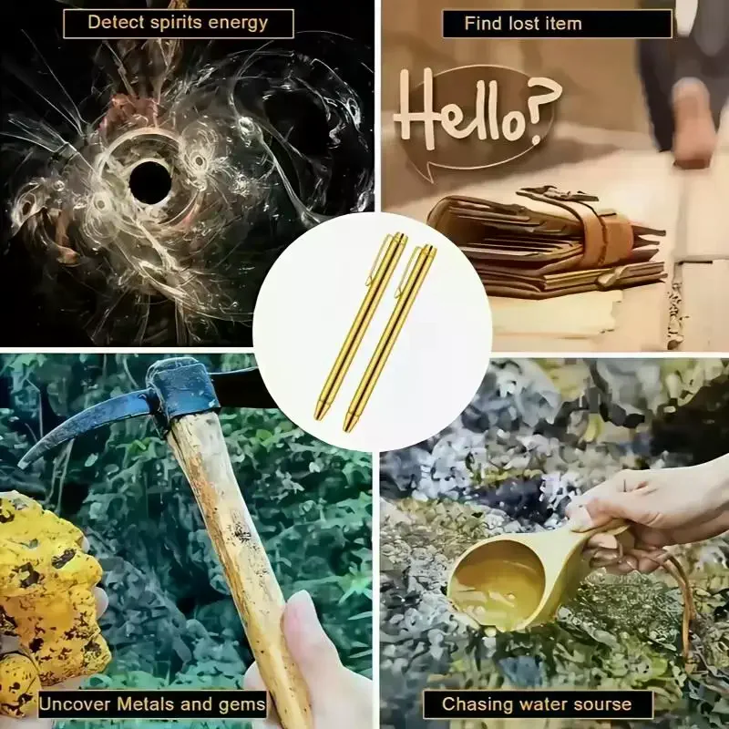 Dowsing Rods Brass Stainless Steel Flexible Rotation Upgrade Water Detection Tool for Hiking Camping Outdoor Survival Gear