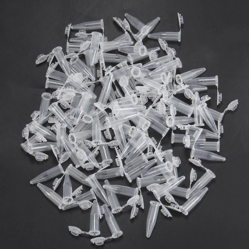 100PCS 1.5ml Lab Mini Plastic Test Tube Centrifuge Vial Snap Cap 42x11mm Clear