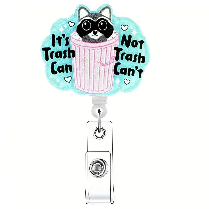 1 Piece Funny Cat Acrylic Retractable Badge Reel for Girl Scroll Style Nurse Doctor ID Card Holder Cute Retracting Badge Clip