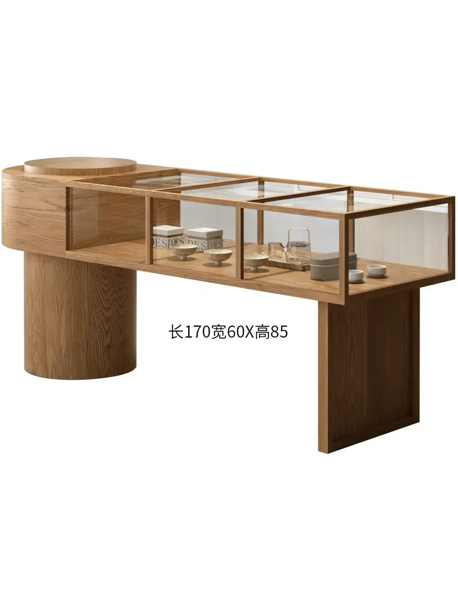 Clothing store glass display cabinet island platform