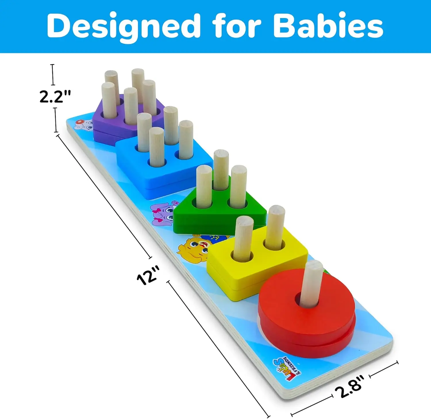 Giocattoli impilabili e smistamento in legno per bambini di 3-5 e bambini in età prescolare, giocattoli Montessori per imparare i colori e le forme, puzzle in legno