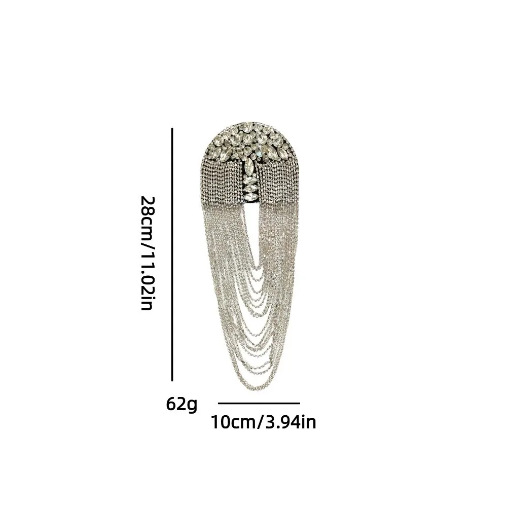Alloy Tassel Epaulettes Decorative Rhinestone Shoulder Board Lightweight Reinforced Stitching Shoulder Mark Theatrical Cosplay