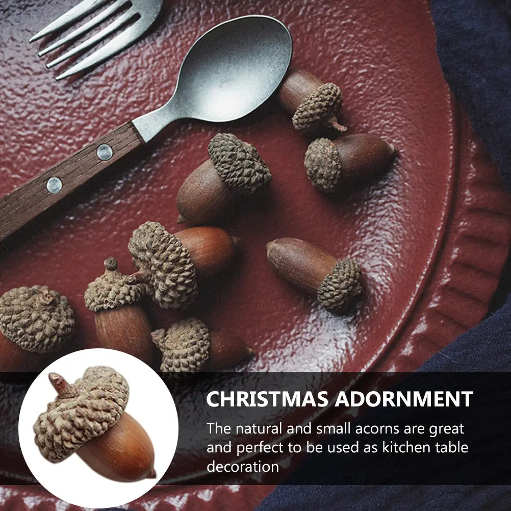 6pcs Natural Dried Acorns Flowers Home Decoration Christmas Adornment Party Ornaments Table Decor Fake Acorns for Photography