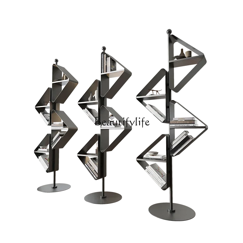 PCreative light luxury corner bookshelf floor-to-ceiling simple magazine display case storage screen partition