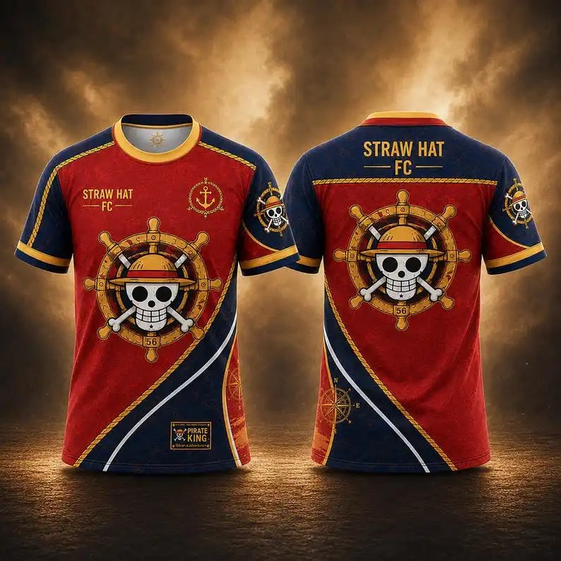 Hot selling anime Luffy adult children 3D printed breathable short sleeved shorts couple casual set single piece shirt T-shirt