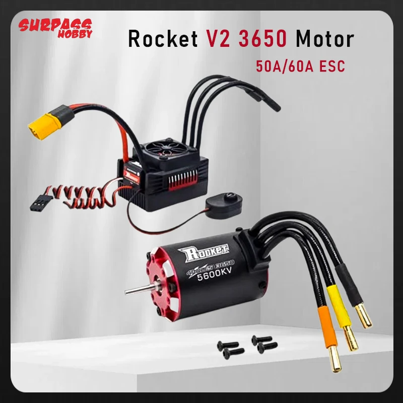 

Surpass Hobby Rocket V2 3650 900W 4-Pole Waterproof Brushless Motor 50A/60A 2-3S Speed Controller For Off-road Buggy Monster Toy