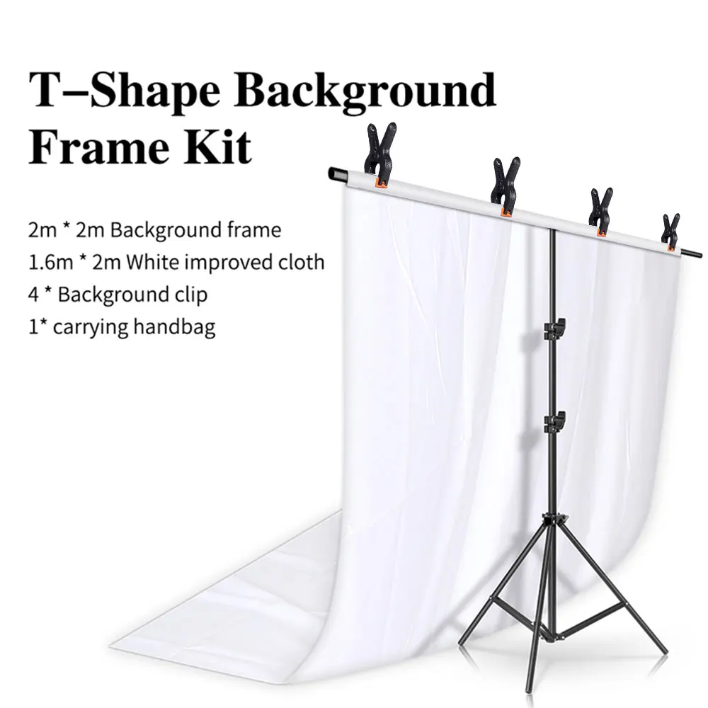 

T-shape Tripod Stand Green Screen Background Backdrop Support With Green Cloth Solid Color Frame System Photo Studio Photography