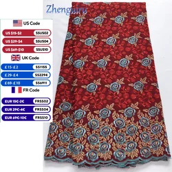 Zhenguiru 5 Yards Nigerian Cotton Lace Fabric High Quality 2025 Embroidery Stones African Fabric and Lace Wedding Dress A4106