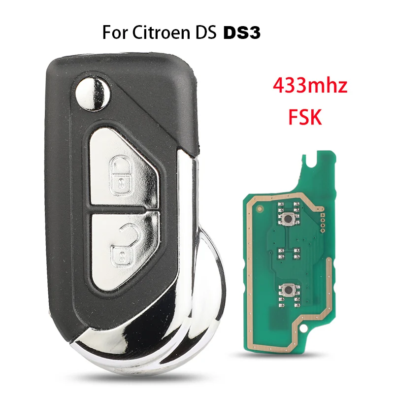 jingyuqin Flip Remote Car Key 433MHz FSK ID46 PCF7941 Chip For Citroen DS3 C3 Berlingo 2009-2017 Model: CE0523