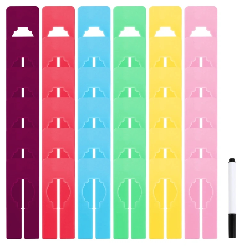 

30 PCS 6 Colors Rectangular Clothing Hanger Dividers Closet Dividers Reusable For Sorting Clothes Size,Color Brand