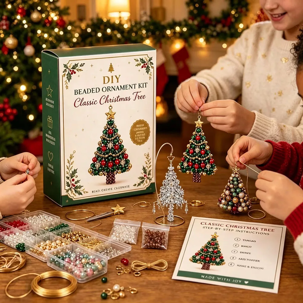 Durable DIY Christmas Tree Ornament Kit Beaded Hanging Beading Craft Set Christmas Kit Festive Holiday Decor DIY Accessories