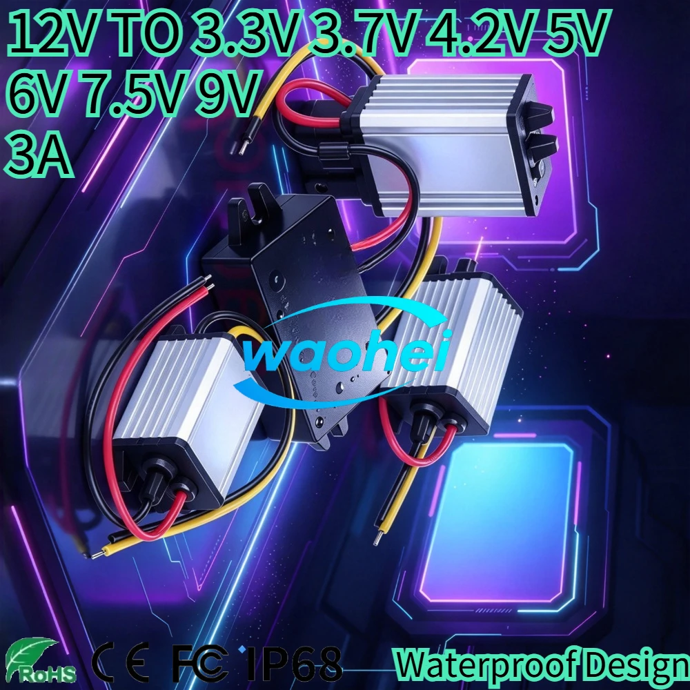 12V To 9V 4.2V 3.7V 3.3V 7.5V 6V 5V 3A Step Down DC-DC Power Voltage Regulator Car Power Supply Buck 12Volt Convert To 5V 6V 9V
