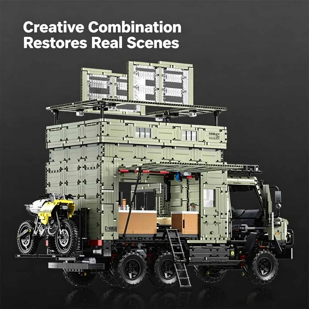 MOC 1:8 Scale Offroad Unimog Camper RV Truck Building Blocks Huge Heavy Duty Explorer Vehicle Model Bricks For Adults 7310Pcs
