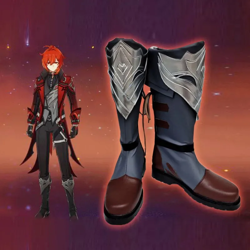 chaussures-de-cosplay-genshin-impact-diluc-bottes-accessoires-de-costume-de-fete-d'halloween-sur-mesure
