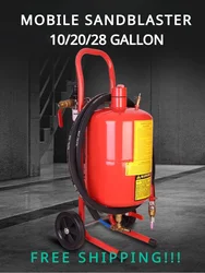 FS!!10/20/28 Gallon Mobile Sandblasting Machine Sandblaster for Oxidation Tank Type Bucket Rust Removal Equipment