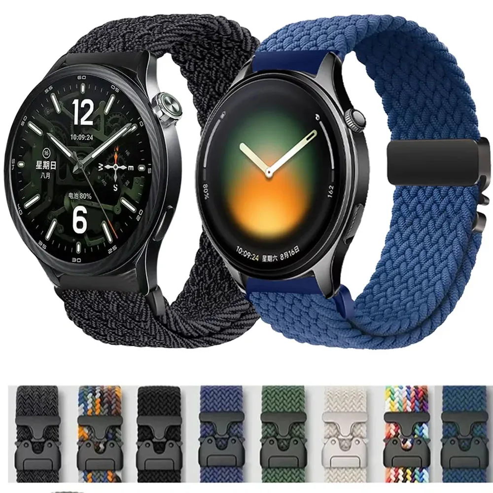 22mm 20mm Parachute Buckle Nylon Braided Strap For Xiaomi Watch 5/S5-4-3-2-1/Color 2 Bracelet Band For OnePlus Watch 4/Lite/3/2