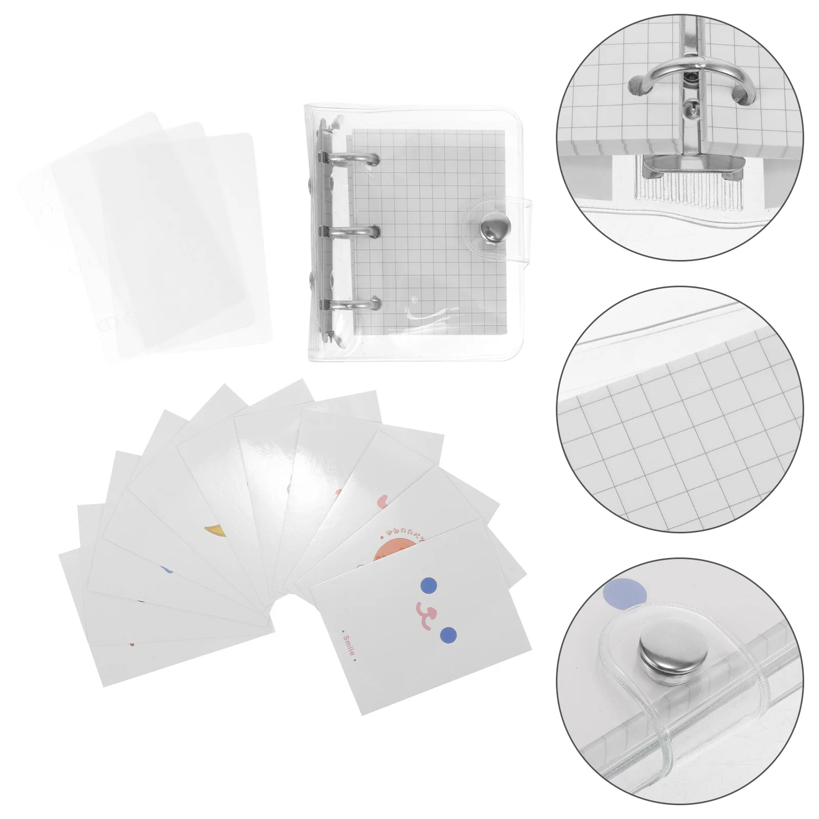 

Notebooks Mini Loose-leaf Scrapbook Portable 105X85CM Silver Decorative Small Notepad Office