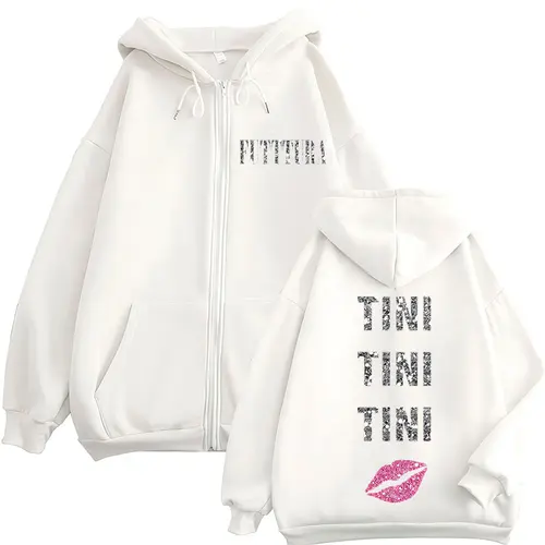 Imagen 2 del producto Cantante TINI STOESSEL FUTTURA Tour 2025 Sudadera con capucha con cremallera hombres mujeres moda Harajuku chaqueta sudadera Vintage de gran tamaño con cremallera con capucha