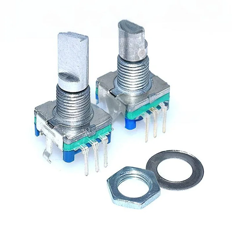 5pcs EC11 Rotary Encoder Encoder Switch Digital Potentiometer 5-Pin with Switch Handle Length 15MM/20mm Knurled/Half Shaft