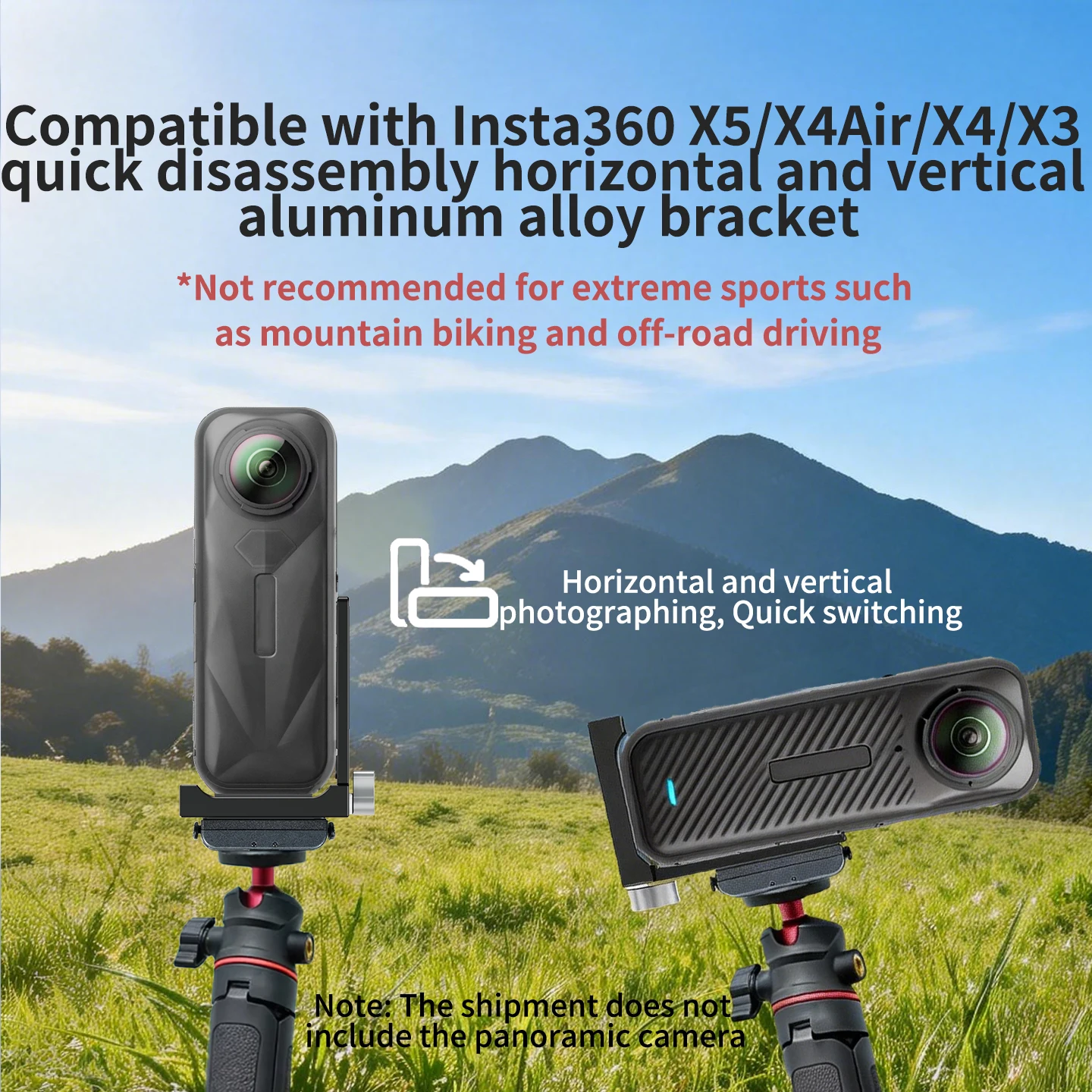 Doppelte Kaltplattenhalterung Schnellwechsel-L-Halterung aus Aluminium für Insta360 X6 X5 X4 Air Action-Kamera 1/4 Zoll Schraube Stativ Selfie-Stick Vlog – Detail 5