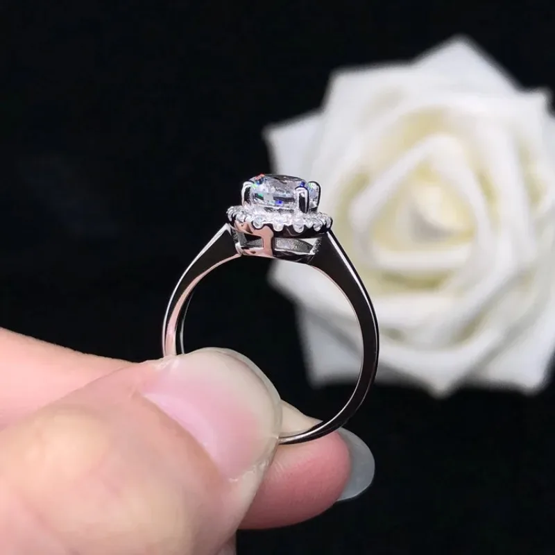 Zylax Jewelry 1 Carat Moissanite Round Bezel Ring for Women, PT950 Platinum , Dazzling, Delicate & Gift-Perfect