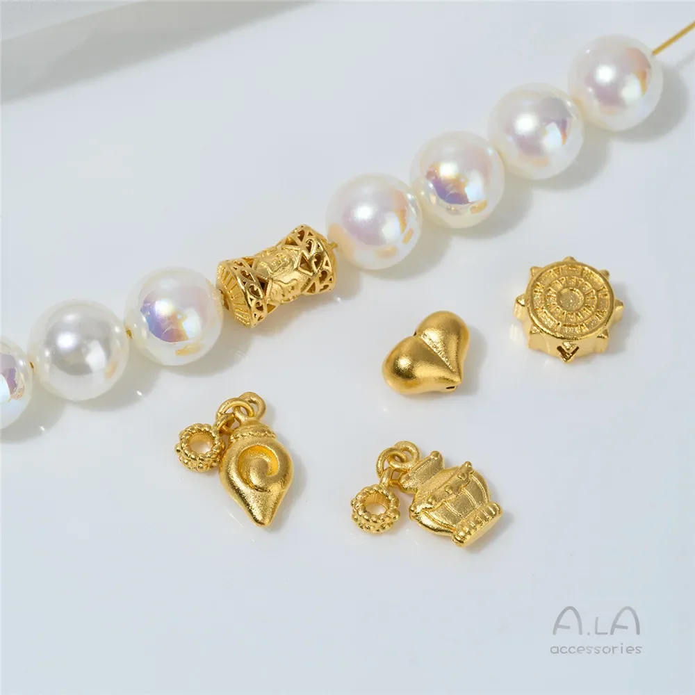 Z472 Vietnamese Sand Gold Accessories, Double Fish Gourd Heart-shaped Bead Pendant, Crystal, Diy Handcrafted Bead Material